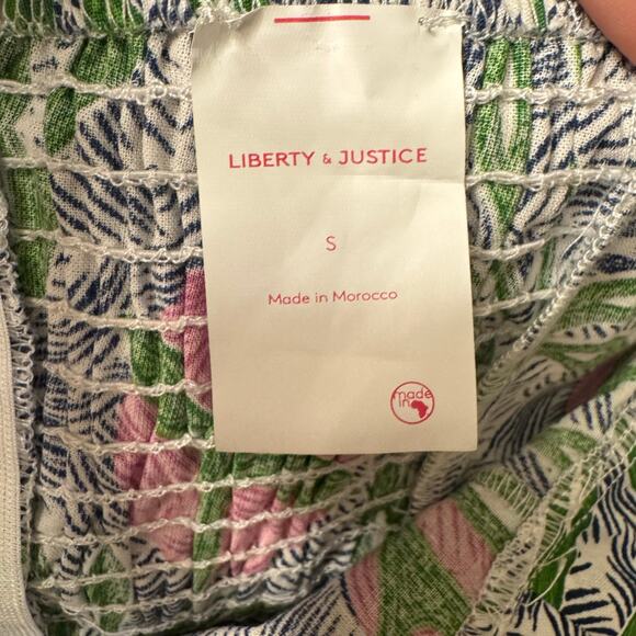 Liberty & Justice Midi Dress Small Pink Green Tropical Resort Vacation - Picture 10 of 11
